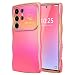 LCHULLE for Samsung Galaxy S25 Ultra Case for Women Girls Cute Wave Frame Curly Shape with Love Heart Camera Protection Cover Luxury Plating Shockproof Case for Galaxy S25 Ultra 5G Colorful Hot Pink - Image 2