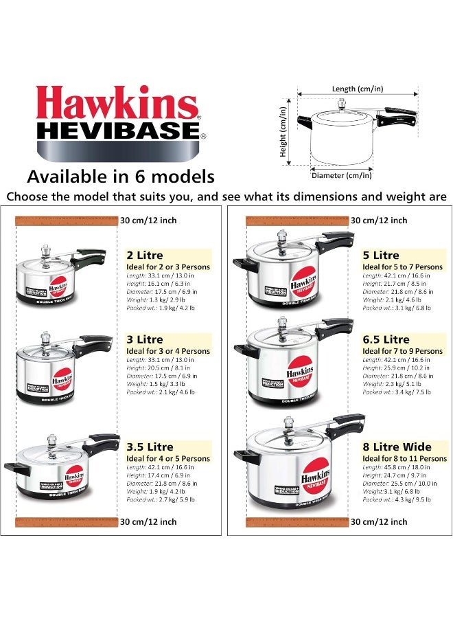 Hawkins - 3 Liters Hevibase Aluminium Pressure Cooker,With Inner Lid Induction Compatible,Silver - Image 1