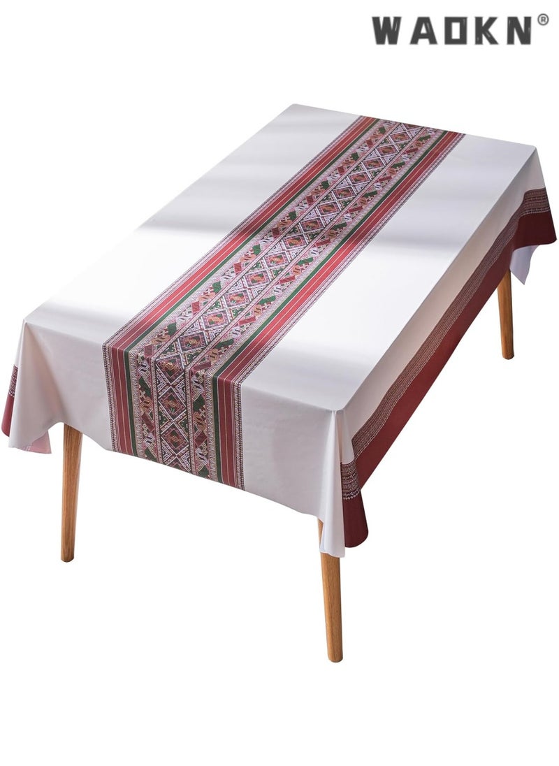 WAOKN Tablecloth Rectangular Table Cloth PVC Tablecloth Dinning Table Cover Water Oil Proof Wrinkle-Free Tablecloth Bohemian Table Cloths for Kitchen Dinning  - Image 1