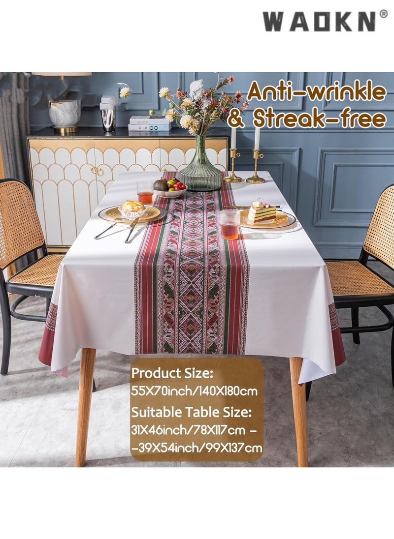 WAOKN Tablecloth Rectangular Table Cloth PVC Tablecloth Dinning Table Cover Water Oil Proof Wrinkle-Free Tablecloth Bohemian Table Cloths for Kitchen Dinning  - Image 5