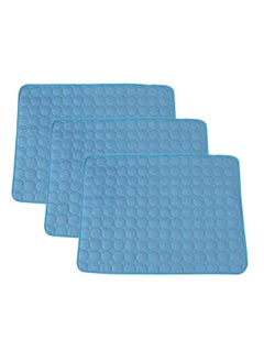 Kuber Industries Rectangular Dog & Cat Bed|Premium Cool Ice Silk With Polyester With Bottom Mesh|Multi-Utility Self-Cooling Pad For Dog & Cat|Light-Weight & Durable Dog Bed|Zqcj001B-M|Blue (Pack Of 3)  - Image 1