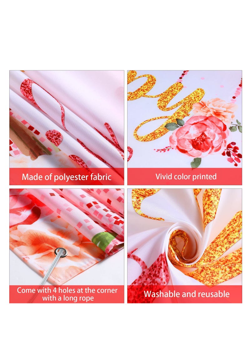 Rose Gold Glitter Birthday Background Banner, 71x47 Inch Photo Backdrop for Girls' Birthday Party Decorations, Elegant Pink and Gold Celebration Supplies. - Image 4