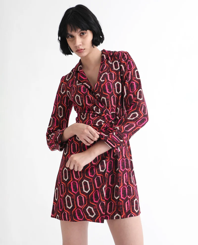 Rareism Women's Contemporary Geometry Wrap Dress