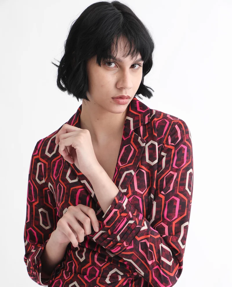 Rareism Women's Contemporary Geometry Wrap Dress