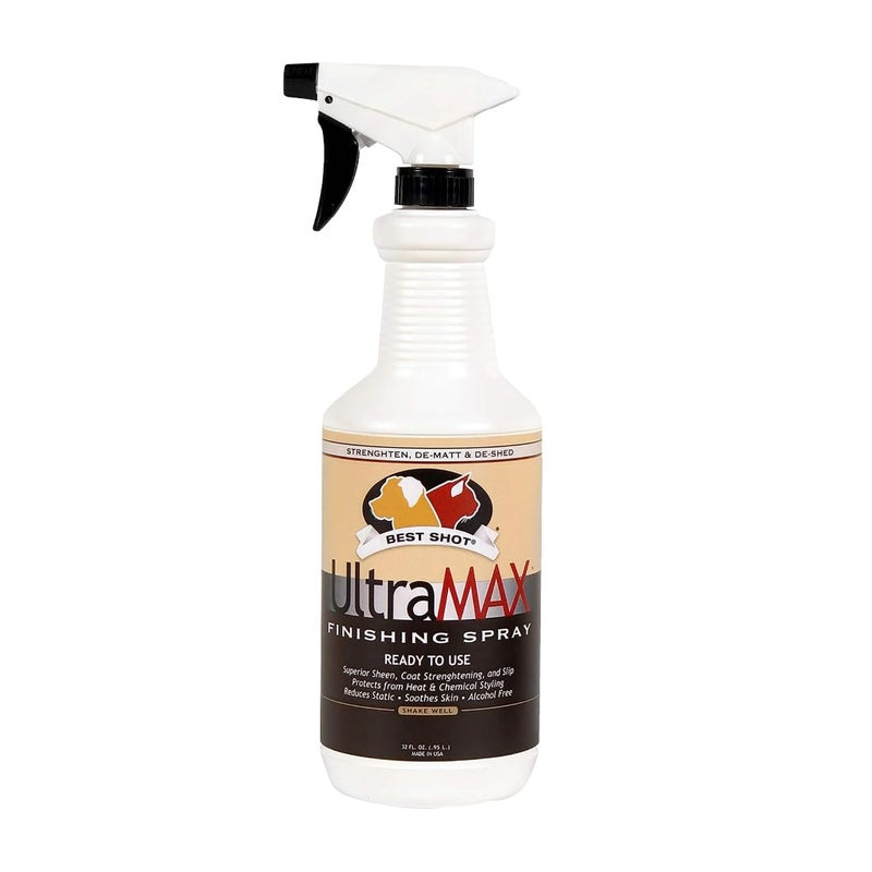 Best Shot UltraMAX Pro Finishing Spray, Ideal Detangler Spray for Pets, Hydrating and Soothing Pet Grooming Spray, for Dogs and Cats, 34 Oz. - Image 1