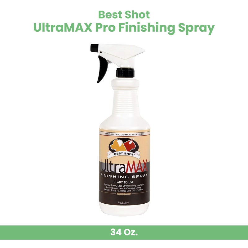 Best Shot UltraMAX Pro Finishing Spray, Ideal Detangler Spray for Pets, Hydrating and Soothing Pet Grooming Spray, for Dogs and Cats, 34 Oz. - Image 2