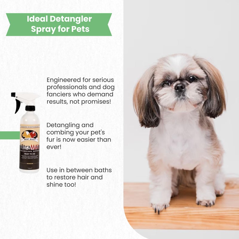Best Shot UltraMAX Pro Finishing Spray, Ideal Detangler Spray for Pets, Hydrating and Soothing Pet Grooming Spray, for Dogs and Cats, 34 Oz. - Image 3