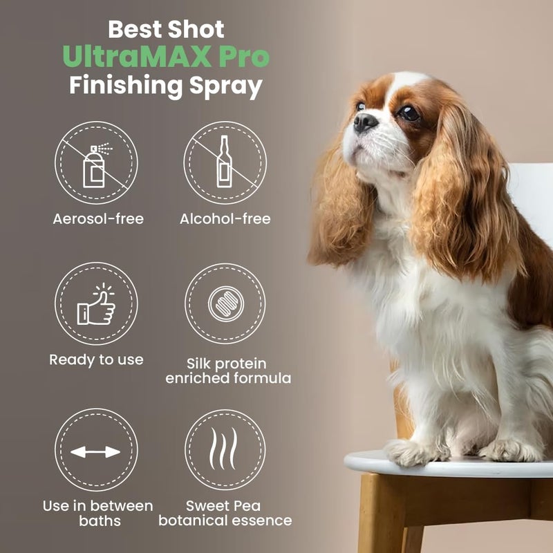 Best Shot UltraMAX Pro Finishing Spray, Ideal Detangler Spray for Pets, Hydrating and Soothing Pet Grooming Spray, for Dogs and Cats, 34 Oz. - Image 4