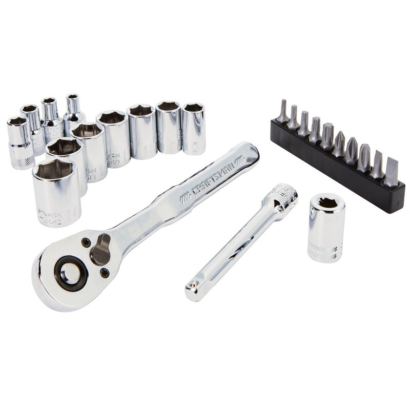 CRAFTSMAN Socket Set 24Piece 14 Inch Drive Metric Includes Storage Case CMMT12110LZ