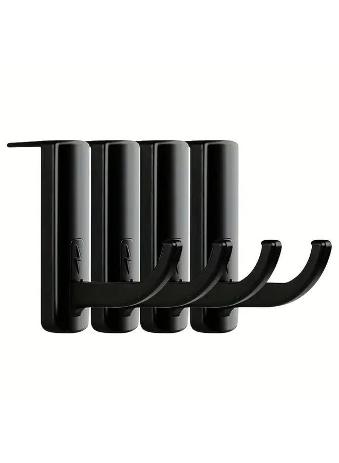 Black Headphone Stand Hook Mount for Desk Wall 4pcs Durable Plastic Space Saver - Image 1