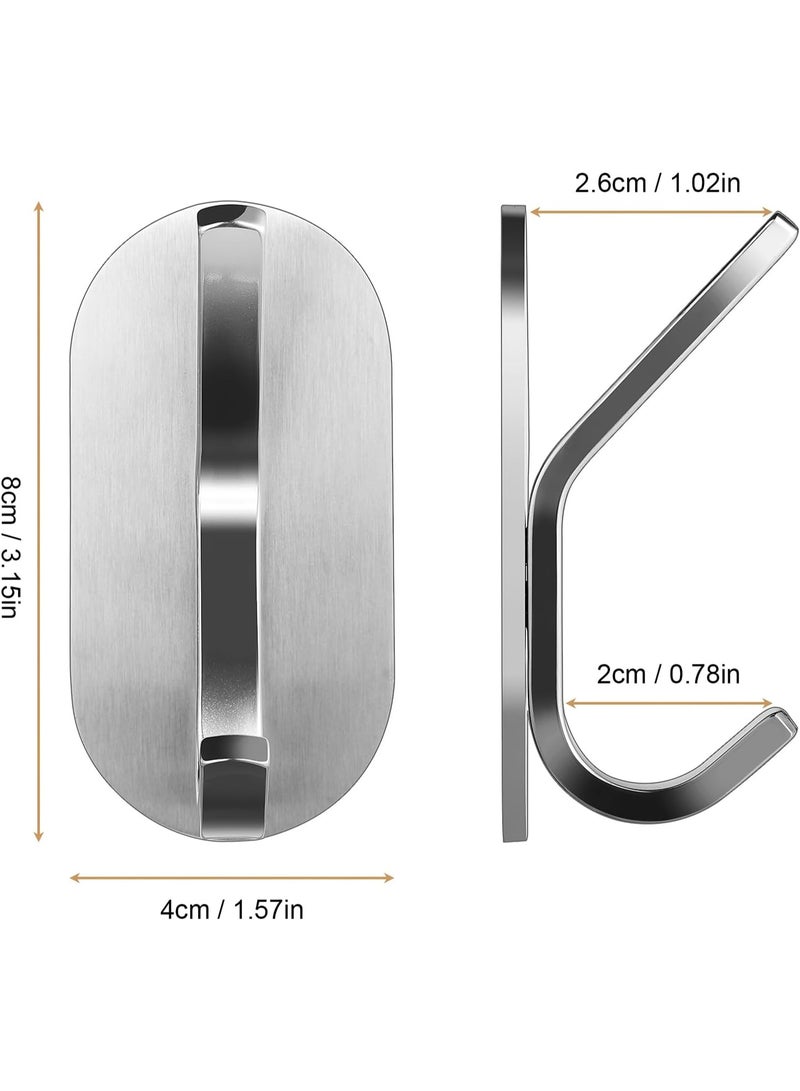 Towel Hook Adhesive Hooks, 4 Pack Towel Racks for Bathroom Stainless Steel Wall Hooks Hanger Towel Holder Heavy Duty Robe Coat Hook for Towel, Coat, Robe, Cloth, Hat (Silver) - Image 2