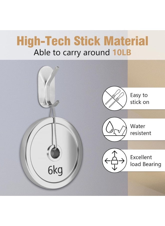 Towel Hook Adhesive Hooks, 4 Pack Towel Racks for Bathroom Stainless Steel Wall Hooks Hanger Towel Holder Heavy Duty Robe Coat Hook for Towel, Coat, Robe, Cloth, Hat (Silver) - Image 4