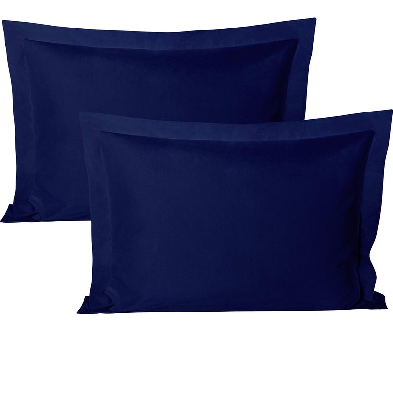 BEDSUM Bedsum 100 ٪ Microfiber Microfiber Standard Shys Set من 2 Super Super و Dhozy التجاعيد يتلاشى البقع مقاومة 20x26 وسادة Oxford 20x26 بوصة الأزرق 