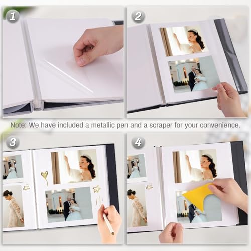 Parssufy® Self Adhesive Photo Album Scrapbook Album 20 Sheets/40 Double Sided Pages DIY Photo Album for 4x6 5x7 8x10 Pictures For Family Portraits Wedding Anniversary Birthday Memory Book - Image 3