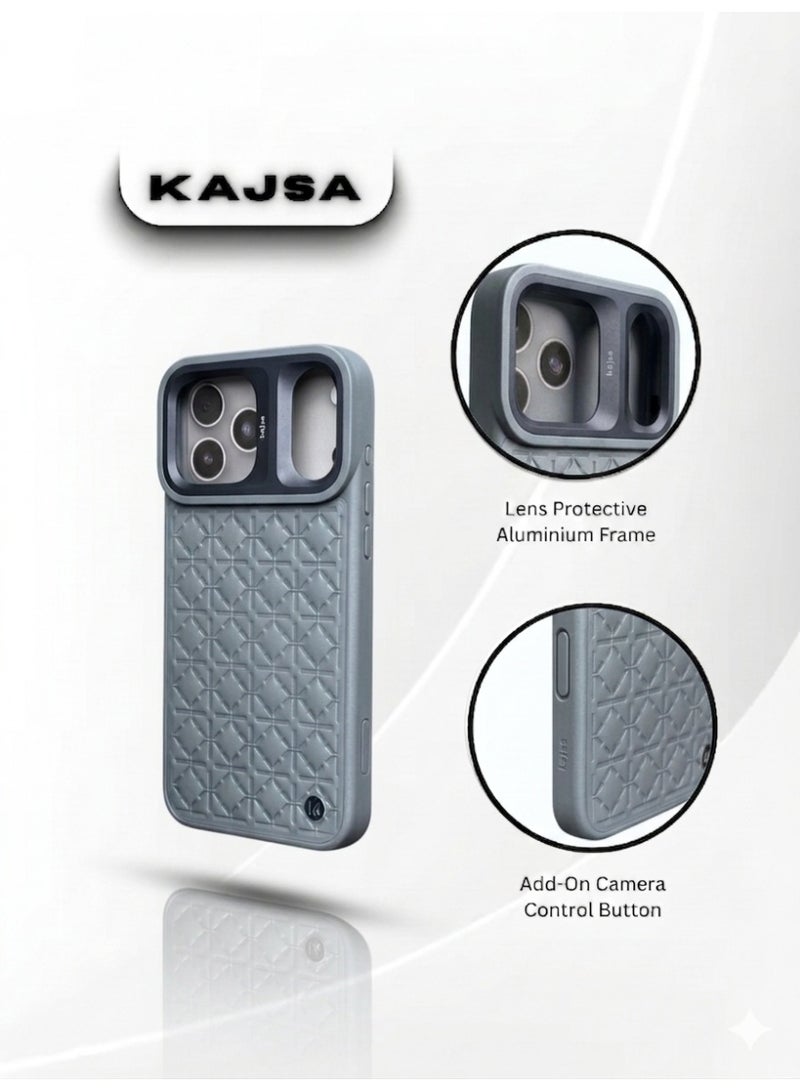 KAJSA Premium Shockproof Camera Protection Case – Luxury Texture Finish with Aluminium Lens Frame 17 pro Max - Image 3
