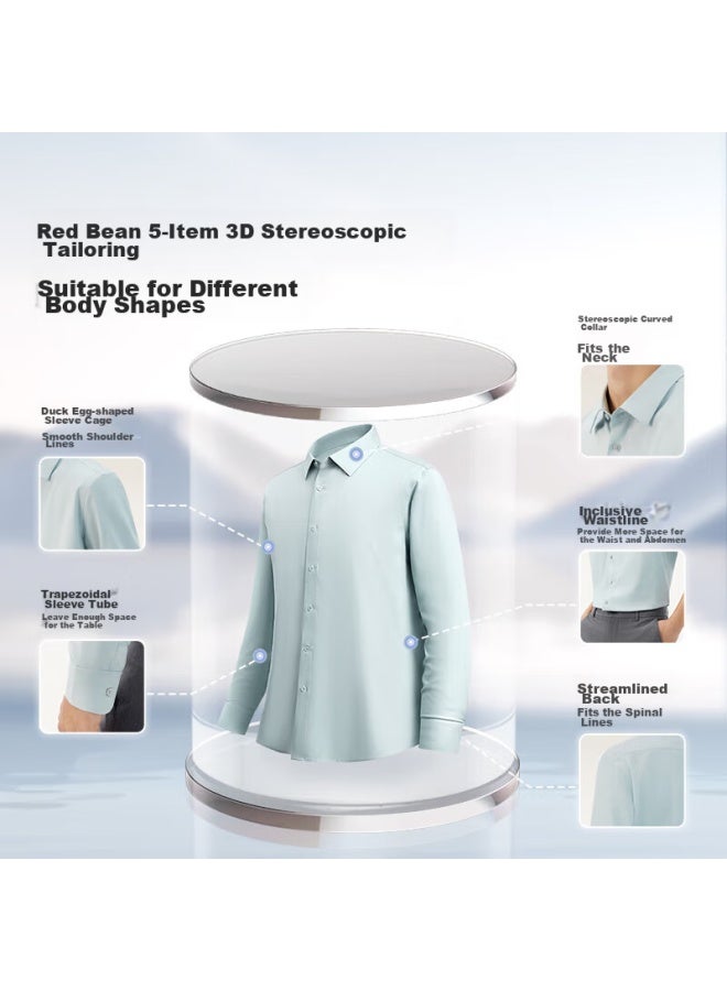 Hodo Men's Long-sleeve Shirt, Father's Day Gift, Modal Comfortable Elastic Cool-feeling Casual Shirt, White Shirt, Men's Blouse - Image 5