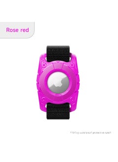 AirTag Protective Shell For Apple Anti-lost Device Pet Tracker IP67 Grade Pet Dog Rope Waterproof Protective Shell-Color:Rose Red-Applicable Model:Airtag (with Bracelet)