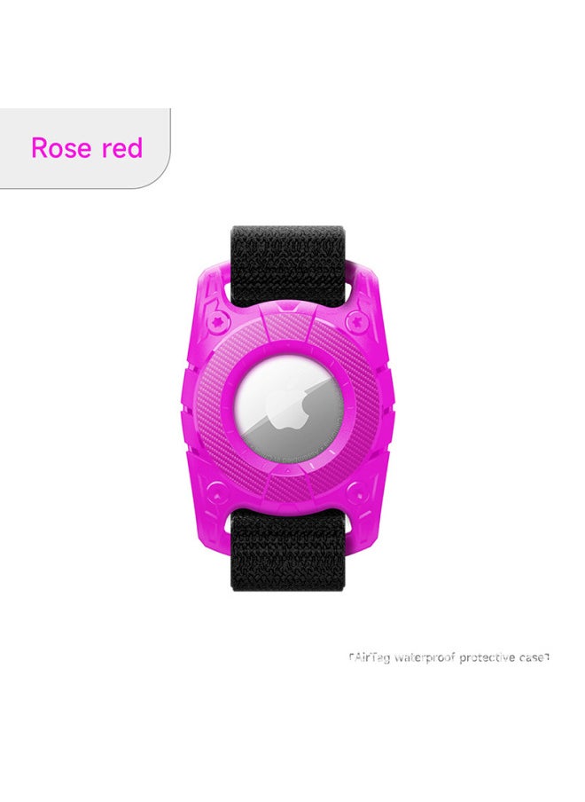 Generic - AirTag Protective Shell For Apple Anti-lost Device Pet Tracker IP67 Grade Pet Dog Rope Waterproof Protective Shell-Color:Rose Red-Applicable Model:Airtag (with Bracelet) - Image 1