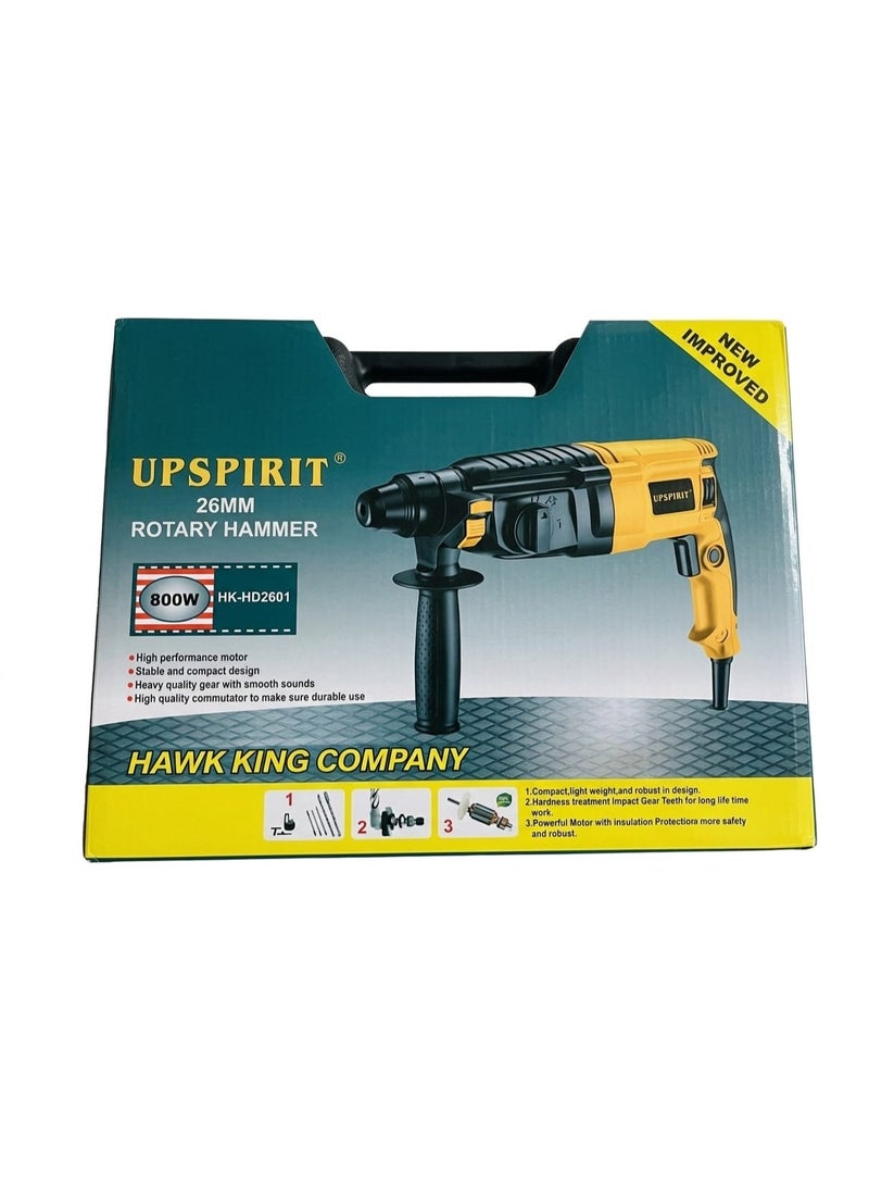 أب سبيريت مثقاب مطرقة دوار UPSPIRIT 800 واط 26 ملم مع حقيبة، أصفر/أسود - Image 2