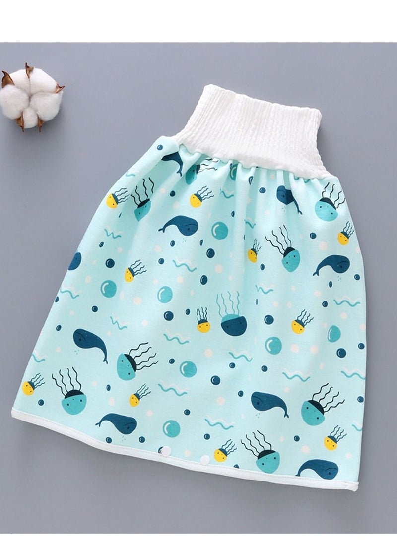Loquat Cotton Baby Skirt Waterproof Underwear For Pee Nappy Diaper Pants Potty Training Green