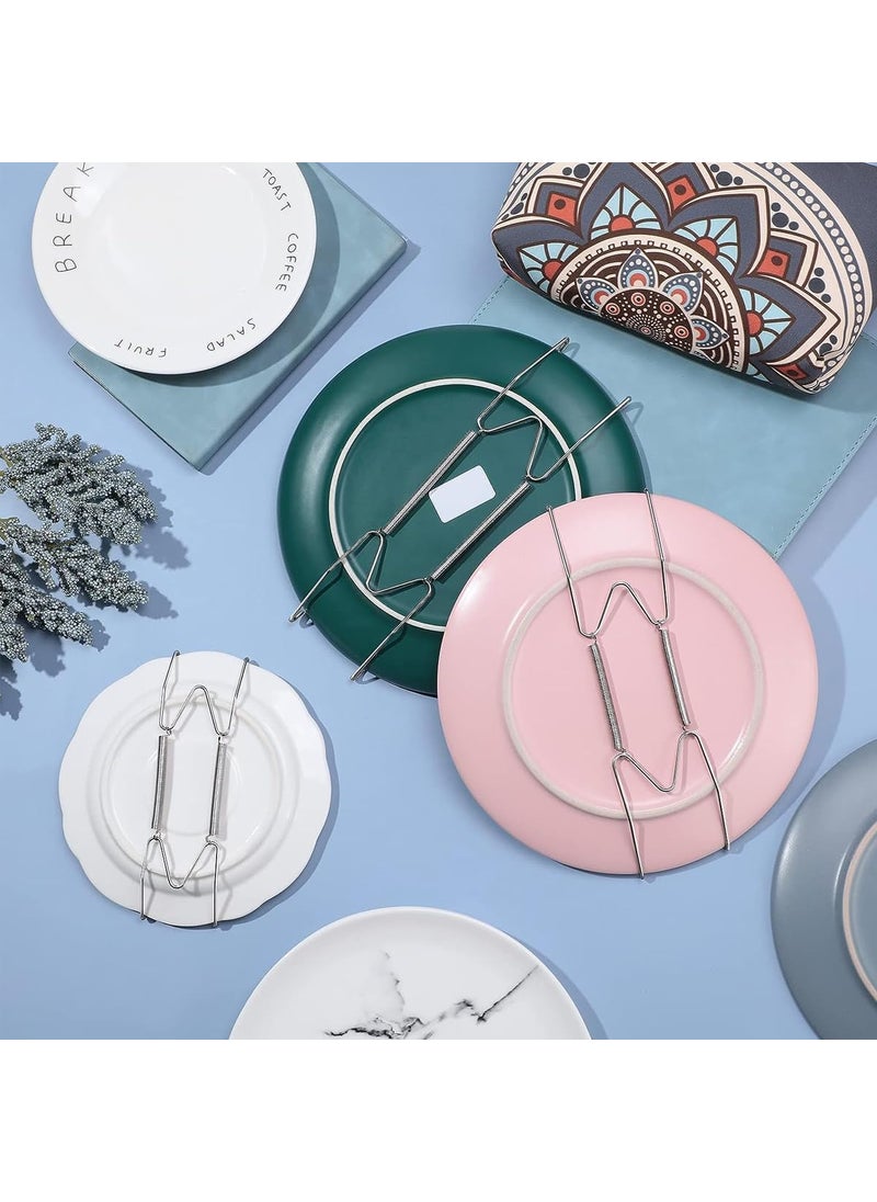 HASTHIP HASTHIP 12Pcs Invisible Wall Plate Hangers Stainless Steel Dish Display Plate Metal Hangers Spring Hook Holder with 12 Pieces Wall Hooks for Decorative Plates and Art Silver 6810 Inch  - Image 5