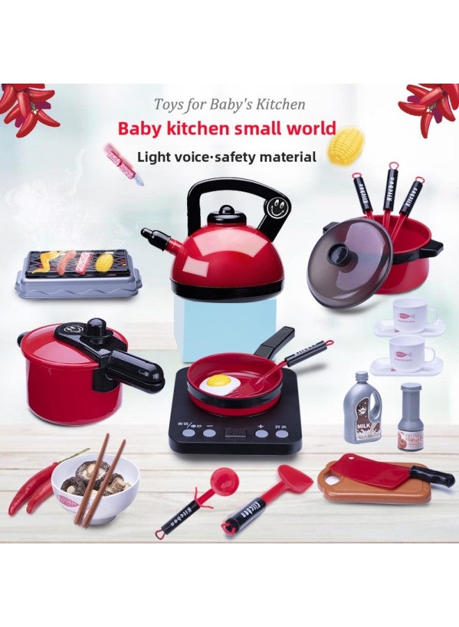 Children's Play House Spray Kitchen Toys Girls Really Cook Baby Simulation Tableware Set Gift Box Wholesale-Color:Small Kitchen Toys High 30cm (press Water) 【pink】 English Color Box - Image 4