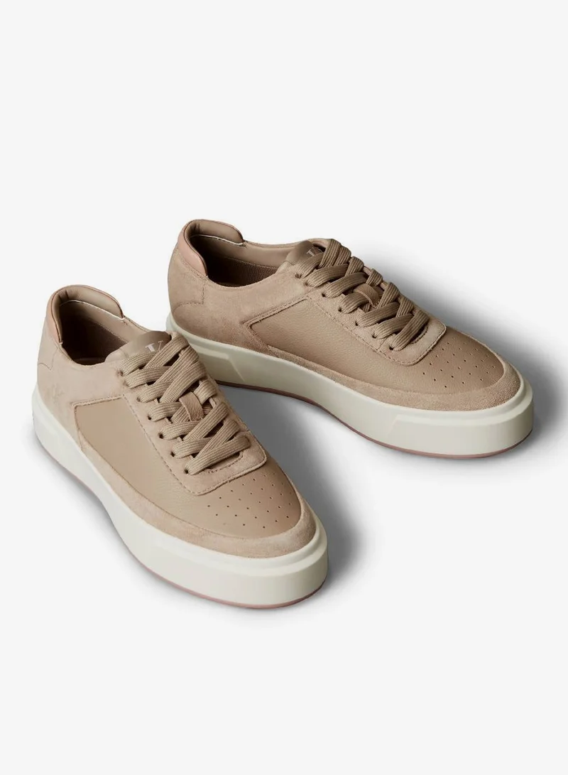 Calvin Klein Jeans Leather And Suede Signature Sneakers