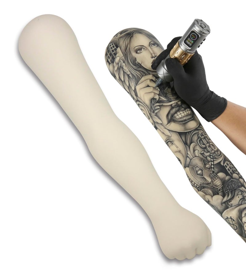TAIDU Tattoo Soft Silicone Practice Arm,High Simulation Tattoo Practice Tattoo Arm Skin,Easy to Color Waterproof,1:1 Reduction Durable Practice Training Arm,White - Image 1