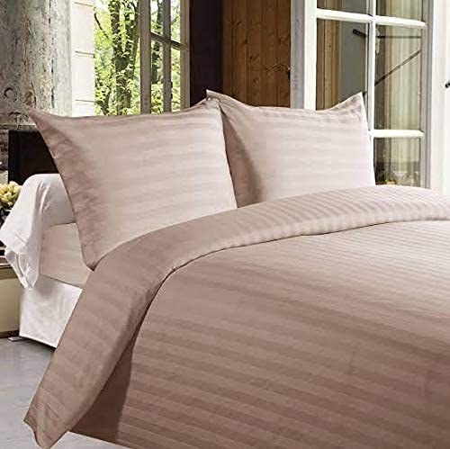 PRISCILLA 300 TC Solid Satin Stripes Elegant Queen Bedsheet with 2 Pillow Covers 90x100. (Grey) - Image 4