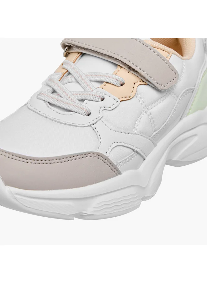 Flora Bella By Shoexpress Girls Colourblock Sneakers with Hook and Loop Closure