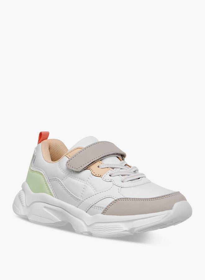 Flora Bella By Shoexpress Girls Colourblock Sneakers with Hook and Loop Closure - Image 1