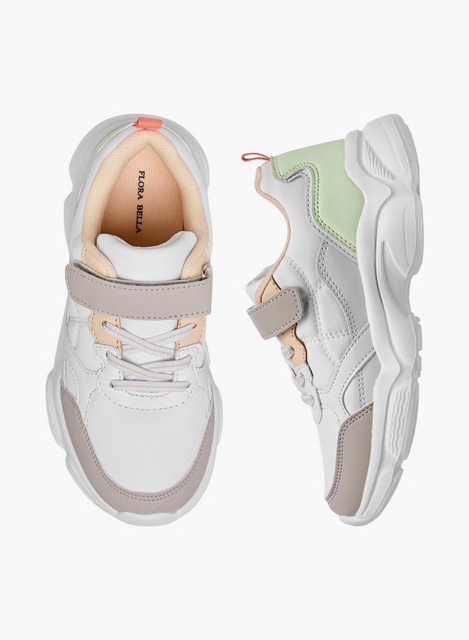 Flora Bella By Shoexpress Girls Colourblock Sneakers with Hook and Loop Closure - Image 2