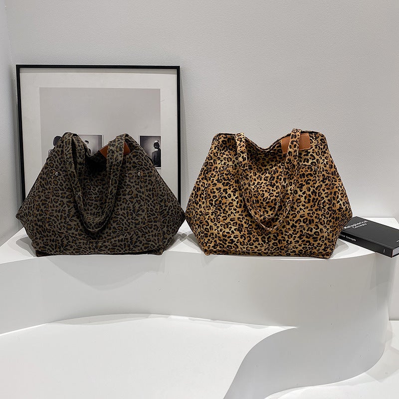 Fashion Retro Leopard Print Shoulder Bag Women'S 2025 Spring New Large Capacity Simple All-Match Commuter Underarm Tote Bag - Image 5