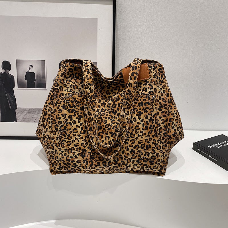 Fashion Retro Leopard Print Shoulder Bag Women'S 2025 Spring New Large Capacity Simple All-Match Commuter Underarm Tote Bag - Image 3