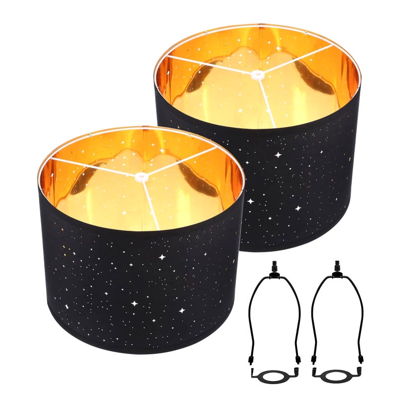 2 Sets of Fabric Lampshade for Table Lamp Floor Lamp American Style Lampshade with Lampshade Harp Stand E26 UNO Hole - Image 1