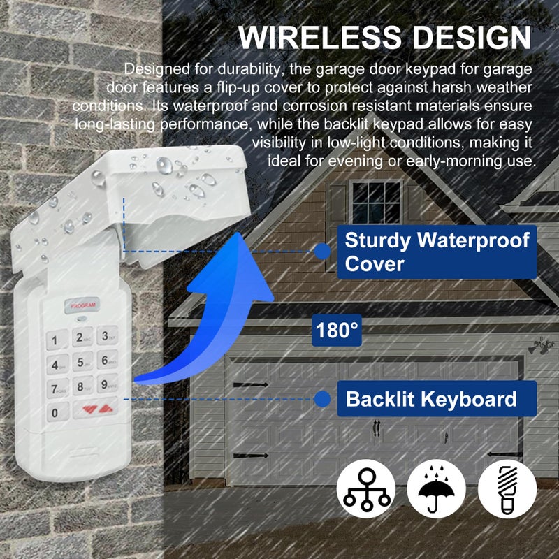 GIOATY for Genie Garage Door Opener keypad & Remote Replacement, for All Genie/Overhead/Intellicode/DIP Switch Garage Door Openers, Wireless Keypad Keyless Entry, for Model GK-R/OKP-BX etc. Safe&SecureAccess - Image 3