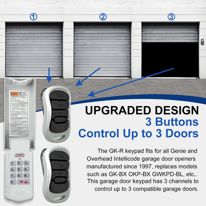 GIOATY for Genie Garage Door Opener keypad & Remote Replacement, for All Genie/Overhead/Intellicode/DIP Switch Garage Door Openers, Wireless Keypad Keyless Entry, for Model GK-R/OKP-BX etc. Safe&SecureAccess - Image 2