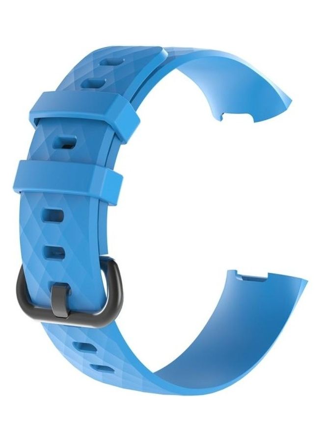 NIBEMINENT Diamond Pattern Wrist Strap Watch Band For Fitbit Charge 3 Sky Blue - Image 2