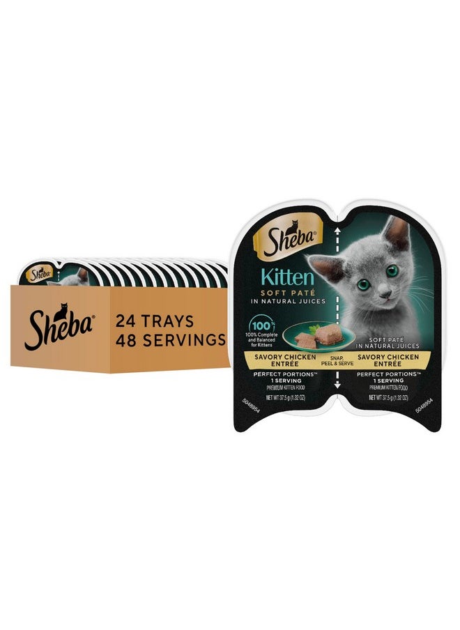 Sheba Sheba Perfect Portions Kitten Wet Cat Food Pate Chicken Entree, 2.6 oz. Twin-Pack Trays (24 Count, 48 Servings)  - Image 1