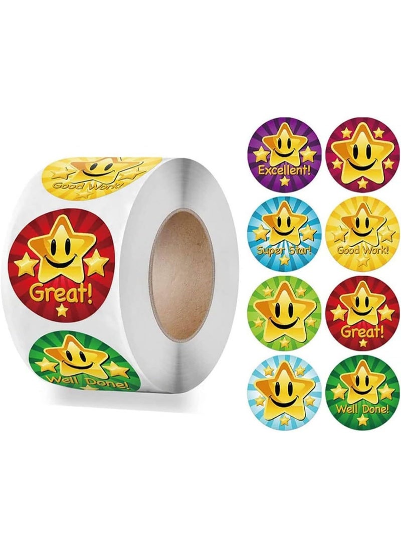 2 Roll Reward Stickers, 1000pcs Star Reward Stickers, Self Adhesive Labels Stickers, 8 Different Design, Suitable for Kids Teacher Adults Parents Classroom School Work Study Training Award Gifts - Image 5
