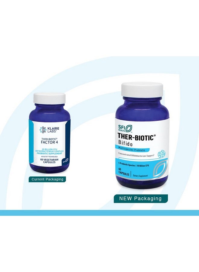 Klaire Labs Ther-Biotic Factor 4 - 100% Bifidobacterium Probiotic - Bifidobacterium Bifidum Probiotic with Breve, Lactis & Longum - Immune + Gut Health Support - Hypoallergenic (60 Caps / 2 Pack) - Image 2