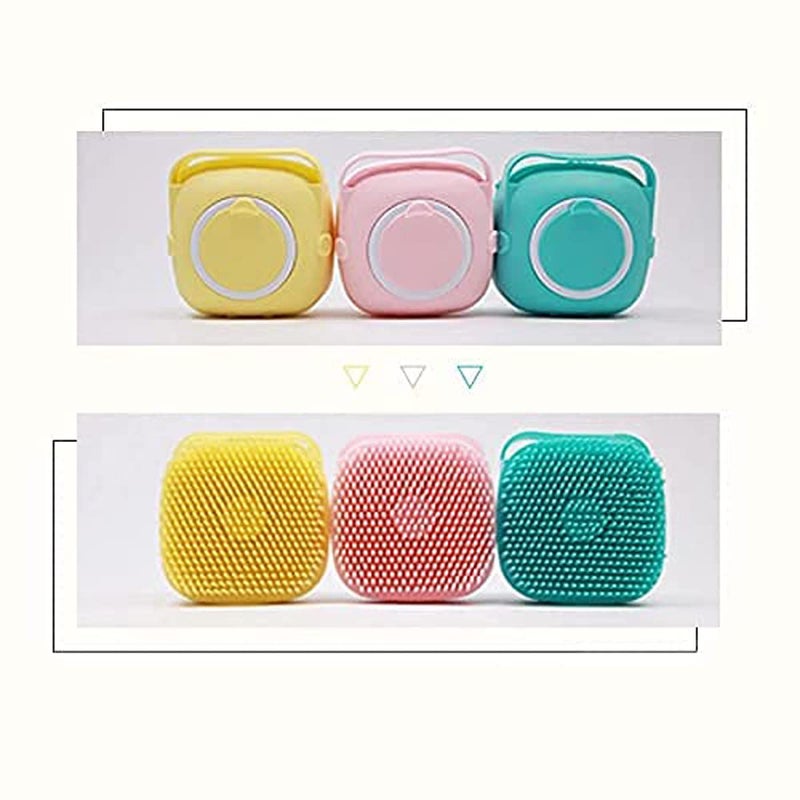 Avenn Avenn Silicon Massage Bath Brush Shower Brush Scalp Bathing Brush For Cleaning Body Scrubber Cleaner Massager with Shampoo Dispenser Wash Shampoo Soap Dispenser Tool Body for Skin Massage Brush For Kids Men and Women Multicolor - Image 5