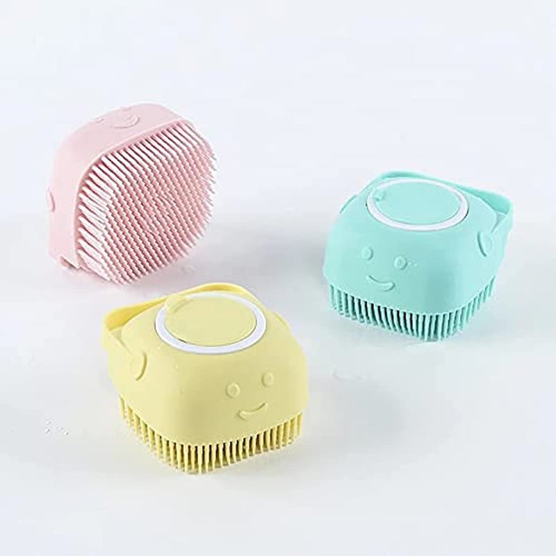 Avenn Avenn Silicon Massage Bath Brush Shower Brush Scalp Bathing Brush For Cleaning Body Scrubber Cleaner Massager with Shampoo Dispenser Wash Shampoo Soap Dispenser Tool Body for Skin Massage Brush For Kids Men and Women Multicolor - Image 3