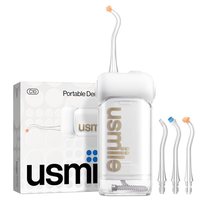 usmile C10 Portable Water Flosser â€“ Travel-Friendly, 95-Day Battery, 4 Modes, 360Â° Nozzle, 180ml Tank, IPX7 Waterproof, Dentist-Recommended for Braces, Implants & Sensitive Gums (White) - Image 1