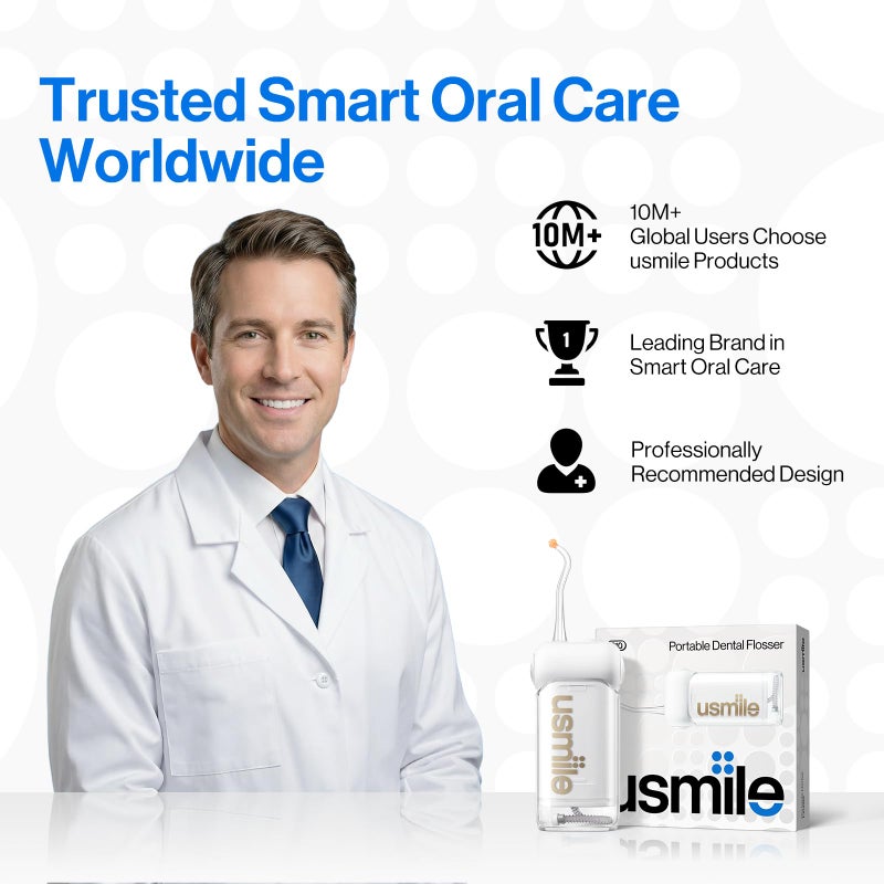 usmile C10 Portable Water Flosser â€“ Travel-Friendly, 95-Day Battery, 4 Modes, 360Â° Nozzle, 180ml Tank, IPX7 Waterproof, Dentist-Recommended for Braces, Implants & Sensitive Gums (White) - Image 3