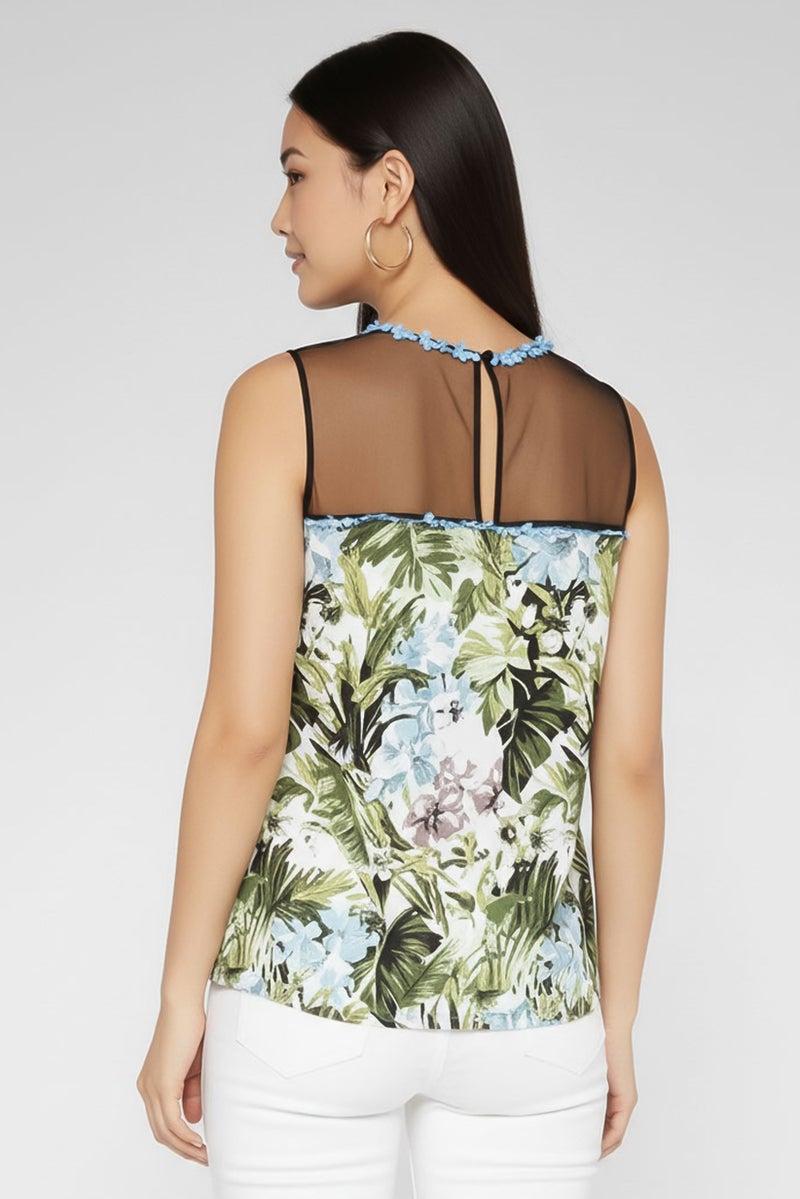 PINKO Woman Crew Neck Floral Print Tank Top, Multicolor - Image 2