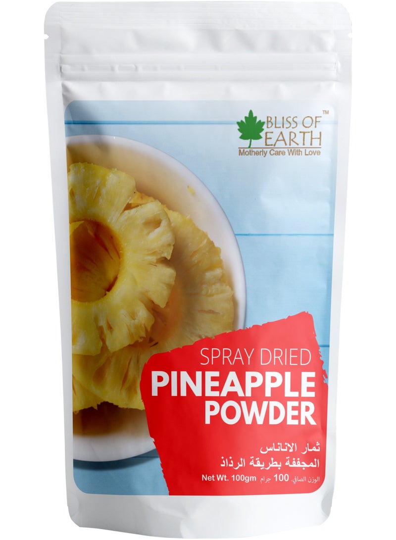 BLISS OF EARTH Pineapple Powder Organic No Added Flavor & Sugar Great for Making Juices, Mocktails, Jams, Cake, Ice Cream, Smoothies 100gm - Image 1