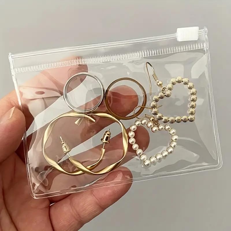 Style Keepers 28 Pcs Reusable Jewellery Self Seal PVC Zipper Lock Bag Arrangement of Jewelry Earrings and Rings Small Sealed Bag for Jewelry Earring Ring Necklace Organizer Jewelry  - Image 4