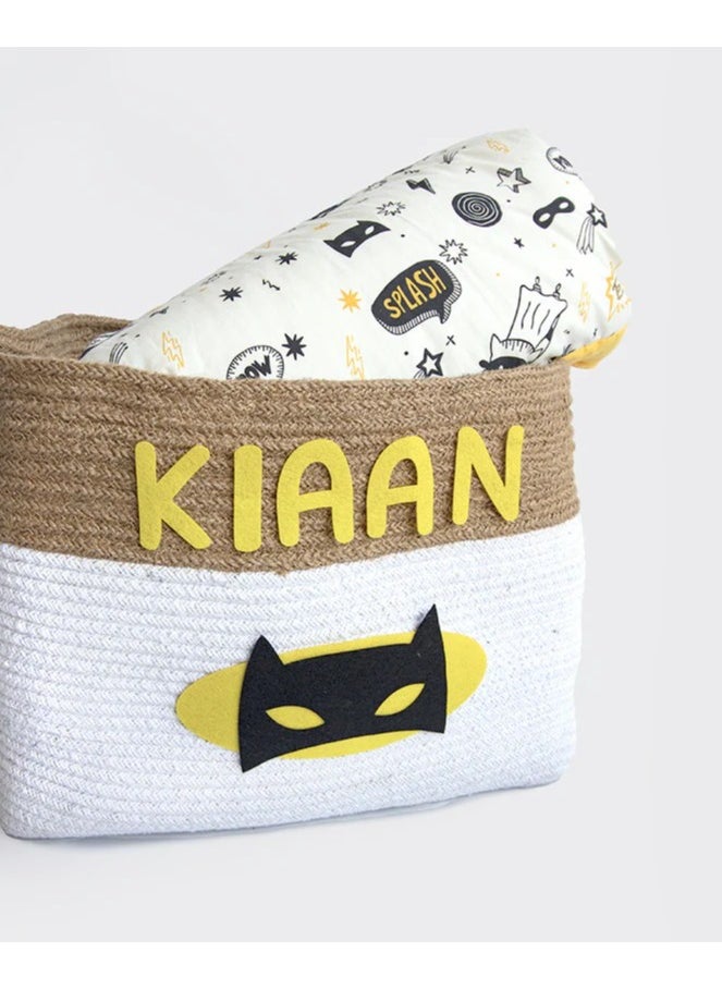 Yellow Doodle - Yellow Doodle Cotton Rope Basket - Superbaby (Large) - Image 1