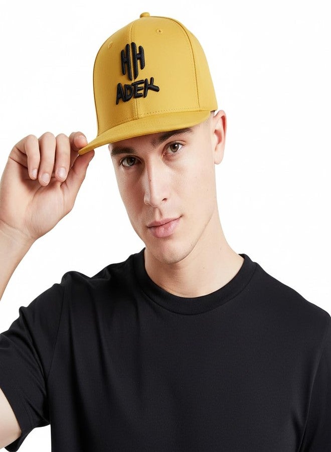 HHADEK Snapback Caps for Men | Baseball Cap for Men | Snapback Hat Flat Bill Cap Hip-Hop Style Trendy Baseball Adjustable Brim Unisex Fashion Streetwear Accessory Boys Flat Brim Yellow - Image 1